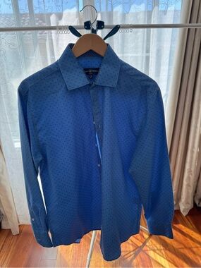 Society Of Threads Blue Patterned Dress Shirt